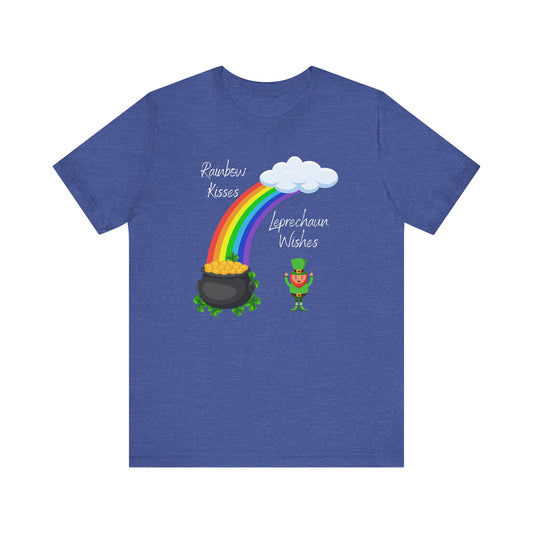 St. Patrick's Day, Rainbow, Leprechaun, Pot of Gold, Wishes, Kisses, Love, Lucky, Green, T-Shirt, Unisex