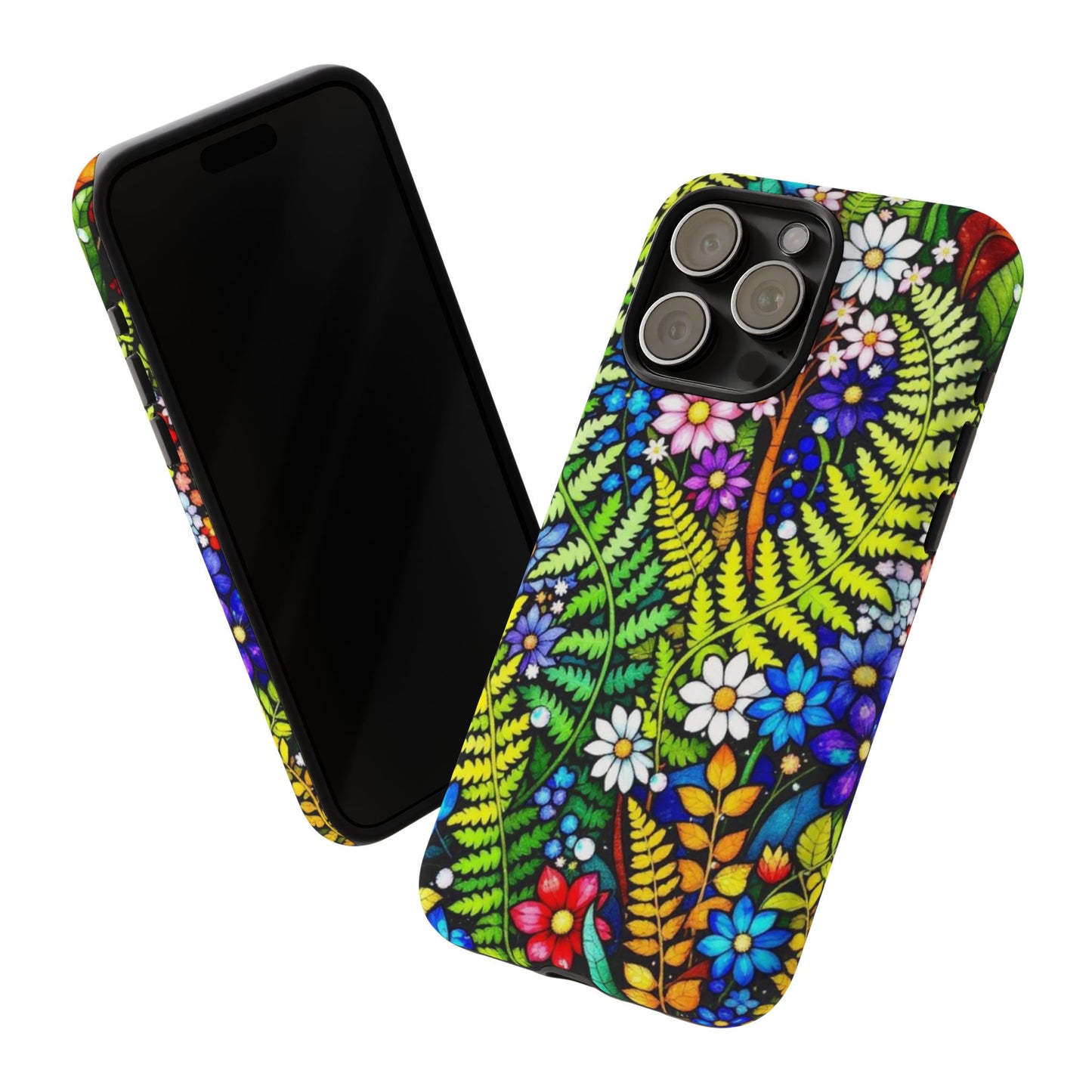 iPhone Floral Phone Case, Fern, Flowers, Vibrant Tough Case, Protective Cover for iPhone, iPhone 16 15 14 13 12 11 pro max, iPhone Accessory