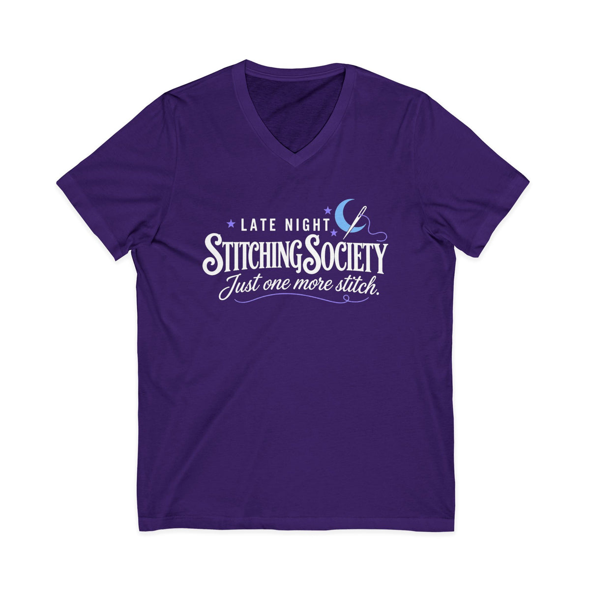 Stitching Society, Moon and Stars T-Shirt, V-Neck, White Font