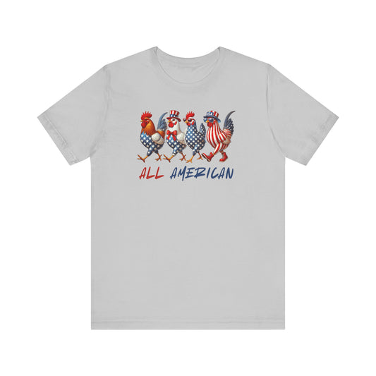 Patriotic Chickens T-Shirt, All American Chickens Tee, Patriotic T-Shirt, Gift for Chicken Lovers, Independence Day Shirt, Summer Shirt