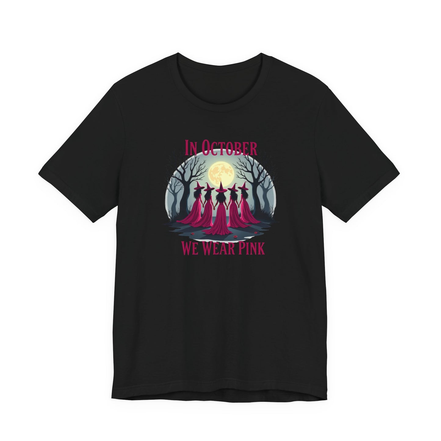 Breast Cancer Awareness Tee - In October We Wear Pink, Support T-Shirt, Halloween Themed Breast Cancer Awareness Tee