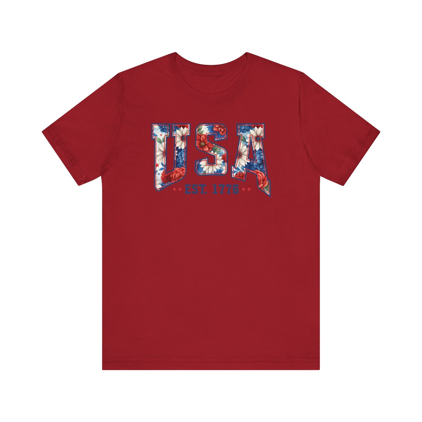 USA Est. 1776 T-Shirt, 4th of July, Patriotic Floral T-Shirt, Flowers USA Shirt