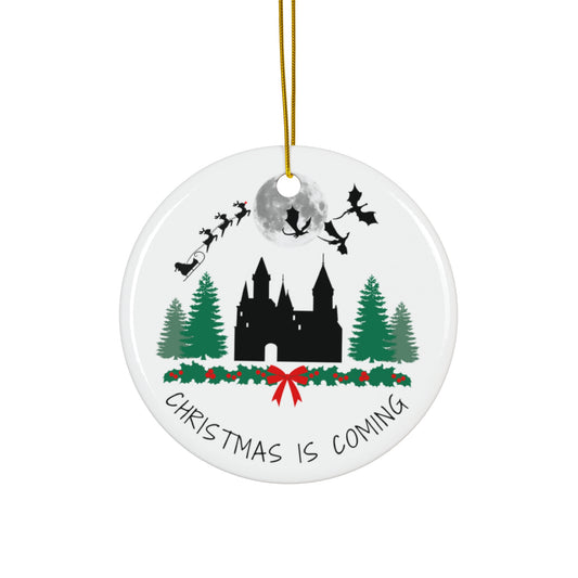 Christmas is Coming, Ceramic Ornament, Dragons, Santa, Reindeer, Rudolph