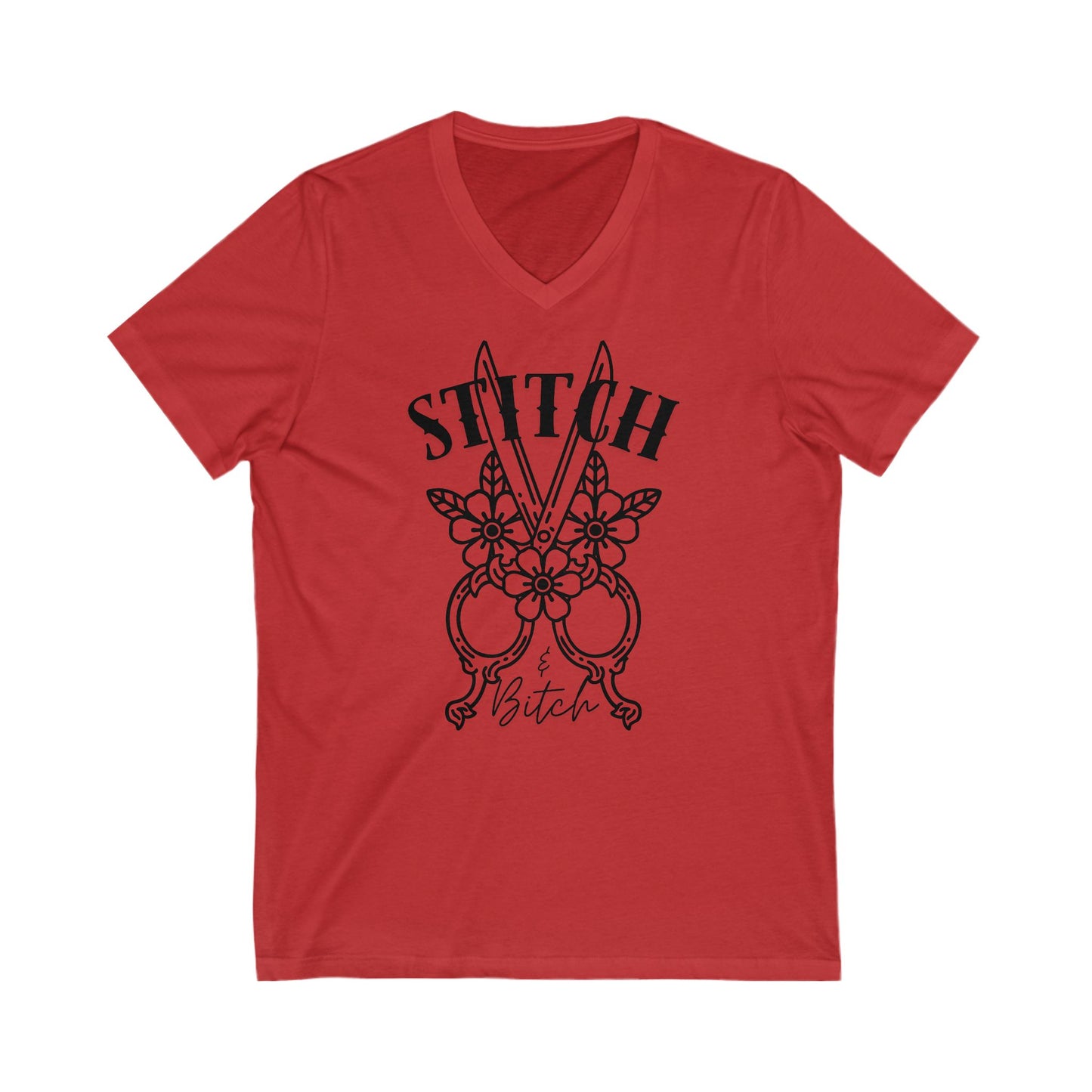 Stitch & Bitch V-Neck Tee, Unisex Tee