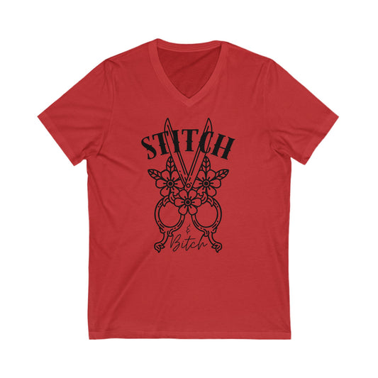Stitch & Bitch V-Neck Tee, Unisex Tee