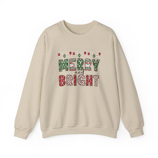 Christmas T-Shirt, Merry and Bright. Crewneck, Sweatshirt