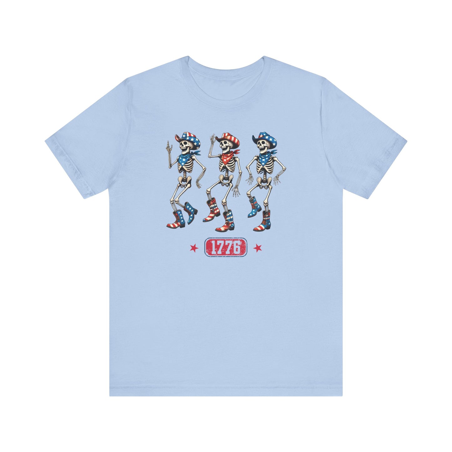 Patriotic Skeleton Tee for Independence Day Celebrations, Unisex Graphic Shirt, Casual Summer Wear, July 4th Outfit, Fun Tees