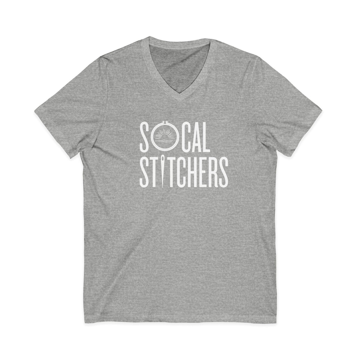 So Cal Stitchers Unisex Short Sleeve V-Neck Tee - White Font