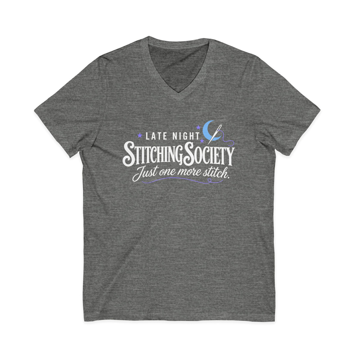 Stitching Society, Moon and Stars T-Shirt, V-Neck, White Font