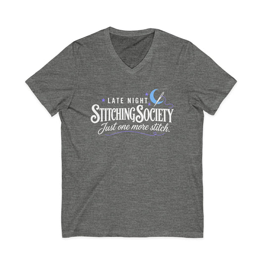 Stitching Society, Moon and Stars T-Shirt, V-Neck, White Font