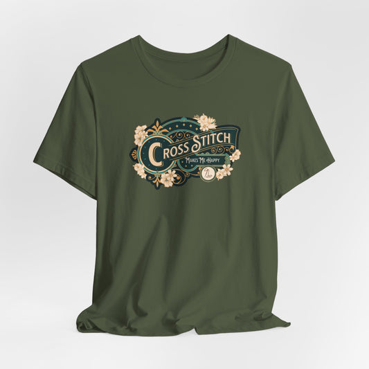 Cross Stitch Makes Me Happy, Unisex, T-Shirt