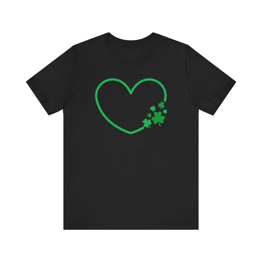 St. Patrick's Day, Shamrock, Heart, Outline, Lucky, Green, T-Shirt, Unisex
