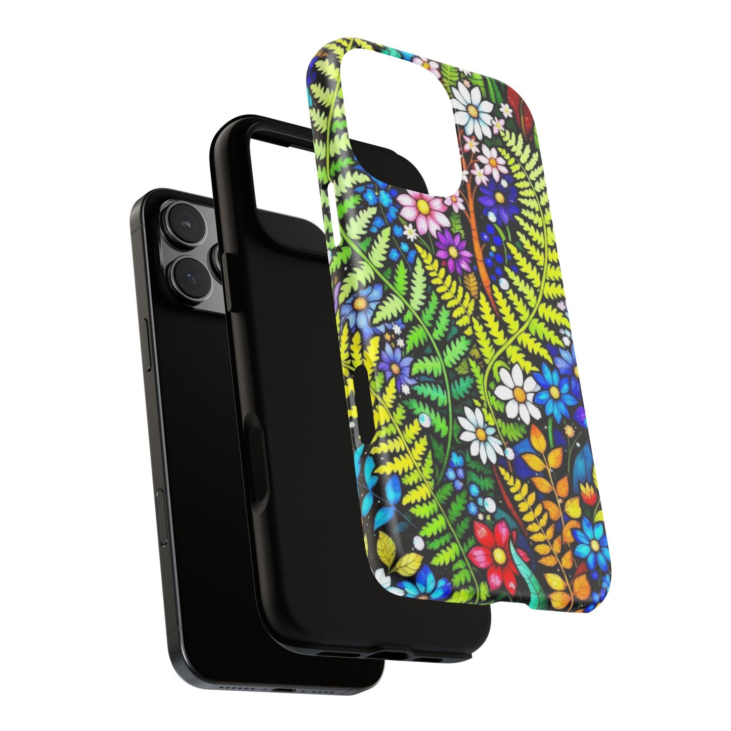 iPhone Floral Phone Case, Fern, Flowers, Vibrant Tough Case, Protective Cover for iPhone, iPhone 16 15 14 13 12 11 pro max, iPhone Accessory