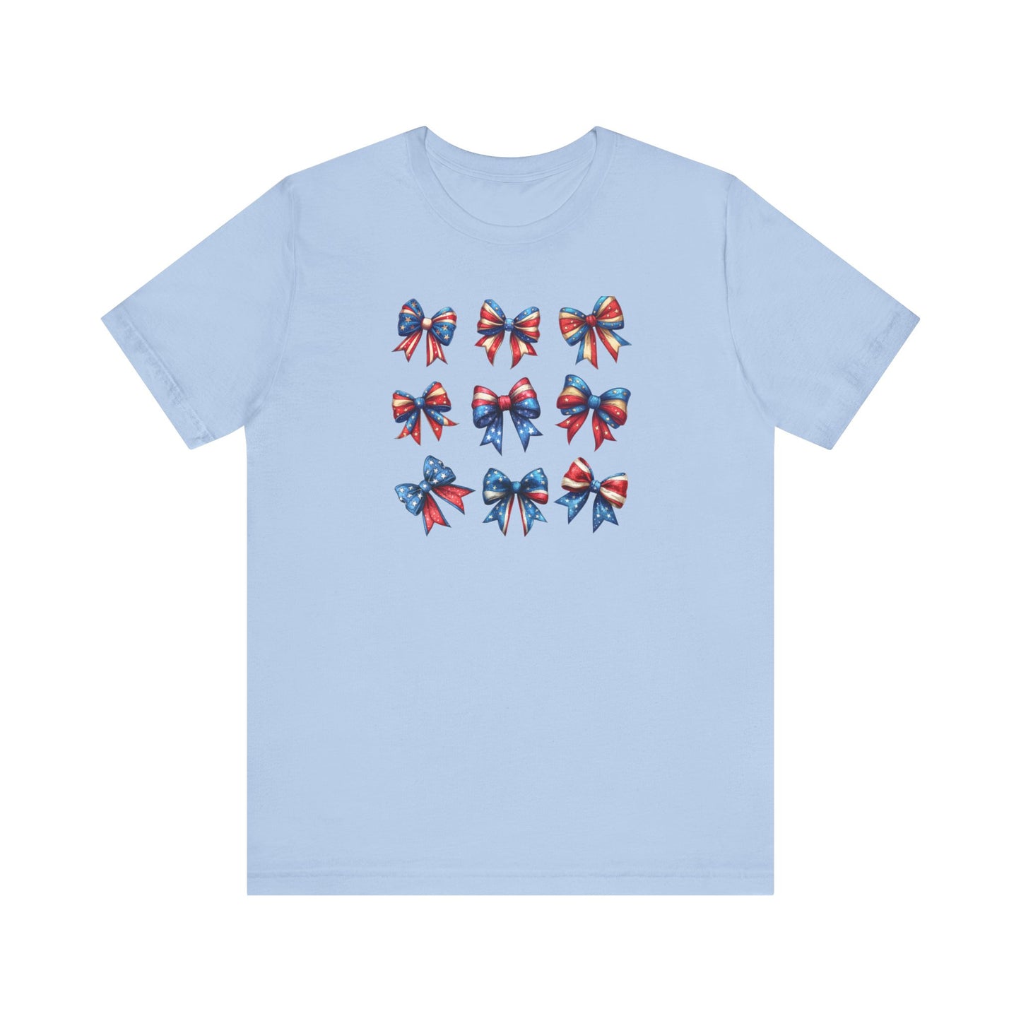 Patriotic Bows Tee, Unisex Jersey T-Shirt, 4th of July Shirt, Red White and Blue Top