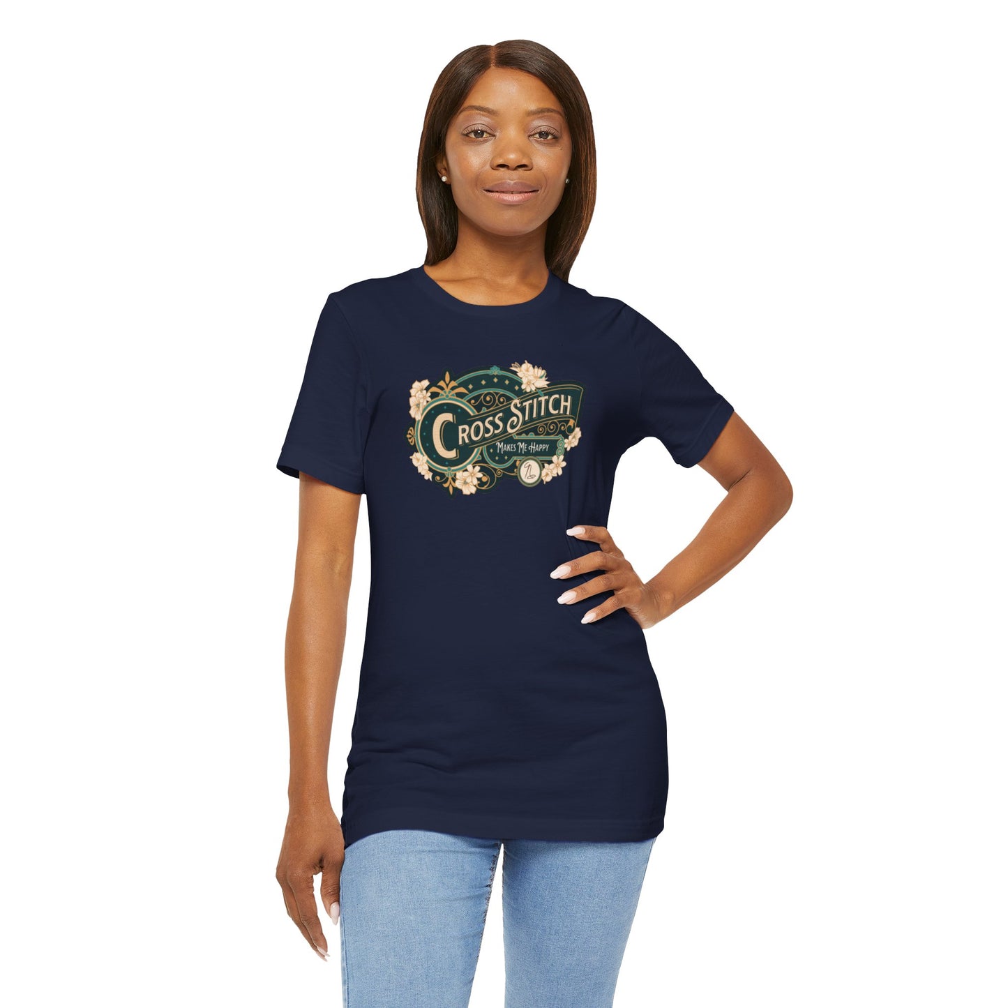 Cross Stitch Makes Me Happy, Unisex, T-Shirt