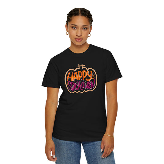 Happy Stitchoween T-Shirt, Witchy Apparel, Halloween, Gifts for Halloween Lovers, Comfort Colors T-Shirt