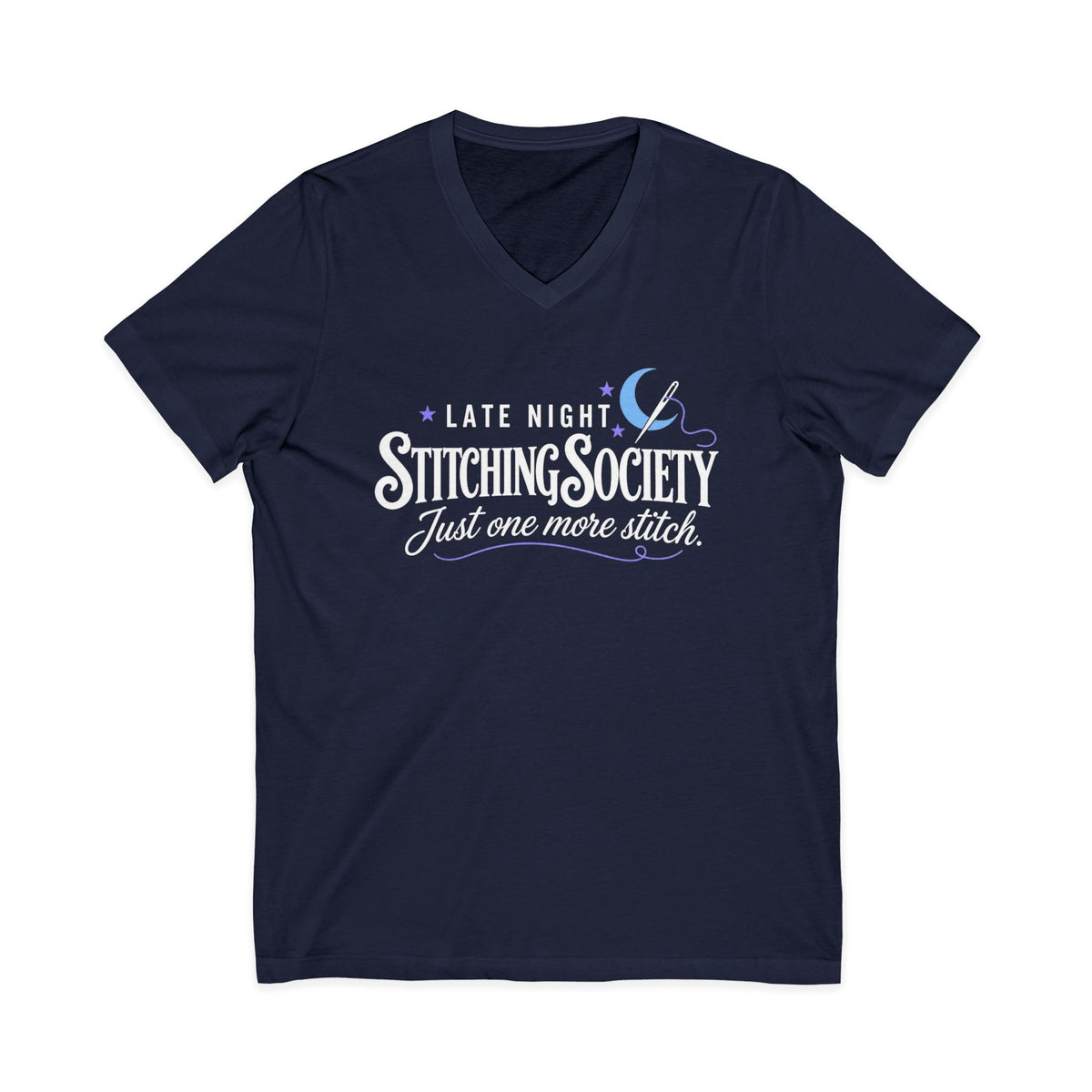 Stitching Society, Moon and Stars T-Shirt, V-Neck, White Font