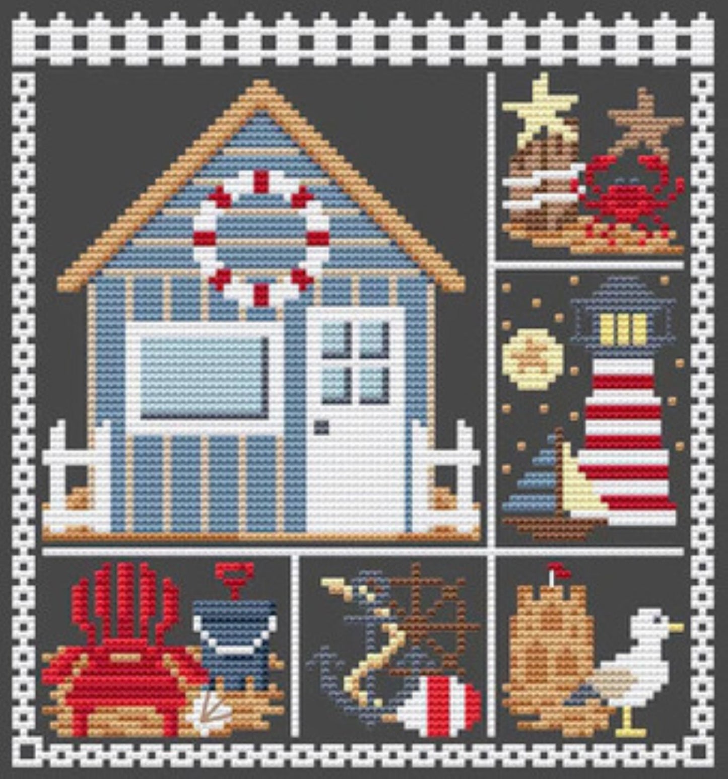 Erin Elizabeth Designs, Beach House, Cross Stitch Chart, Cross Stitch Pattern, Pattern Only