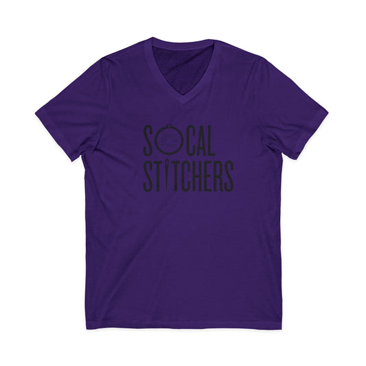 So Cal Stitchers Unisex Short Sleeve V-Neck Tee - Black Font