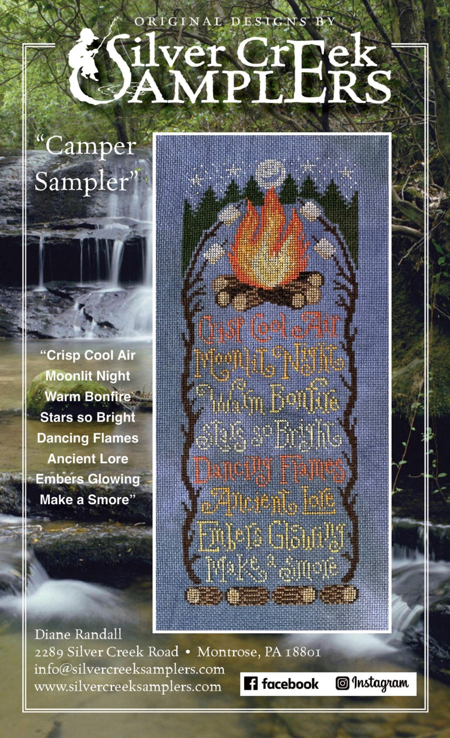 Silver Creek Samplers, Campfire Sampler, Cross Stitch Chart, Cross Stitch Pattern, New Paper Pattern Only