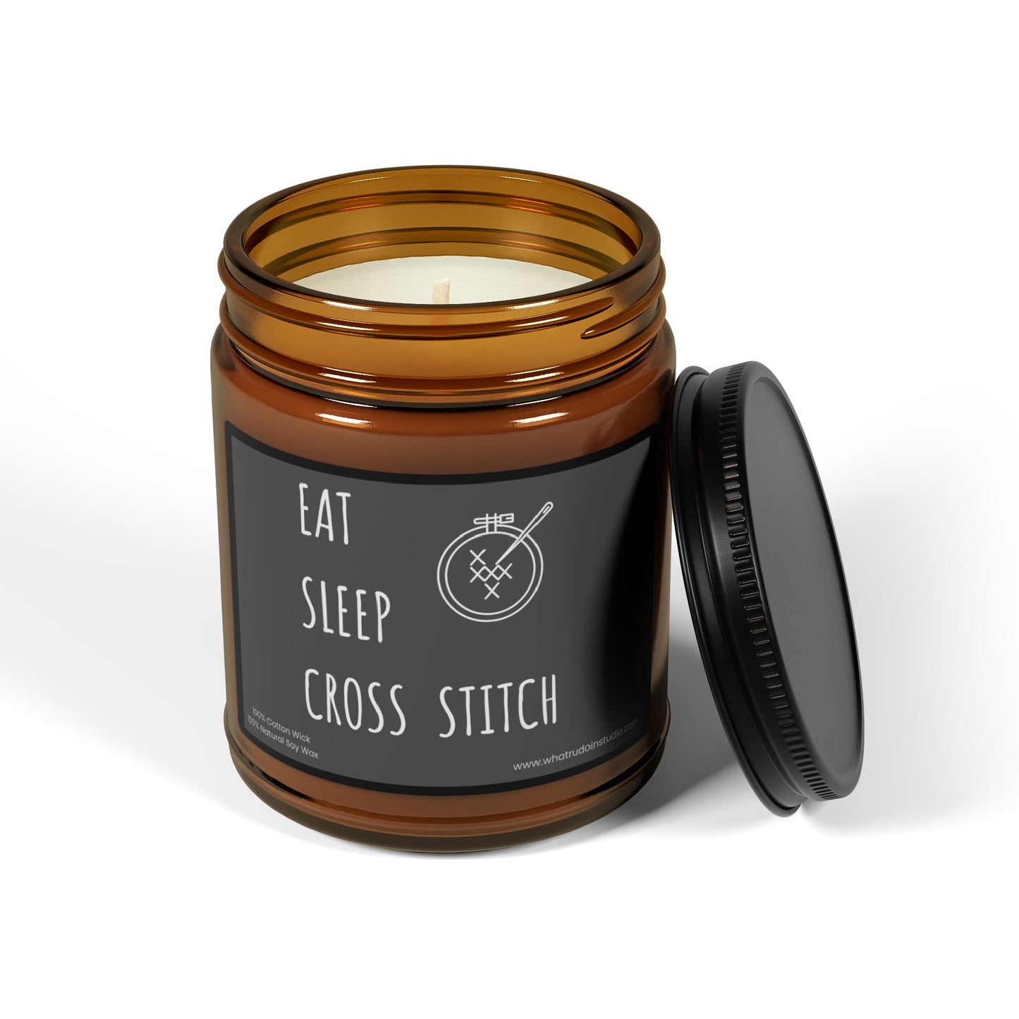Eat, Sleep, Cross Stitch Scented or Unscented Soy Candle, Cross Stitch Candle, Stitchy Candle Gift