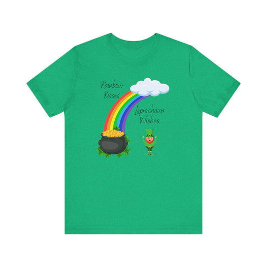 St. Patrick's Day, Rainbow, Leprechaun, Pot of Gold, Wishes, Kisses, Love, Lucky, T-Shirt, Unisex