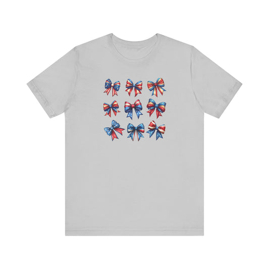 Patriotic Bows Tee, Unisex Jersey T-Shirt, 4th of July Shirt, Red White and Blue Top