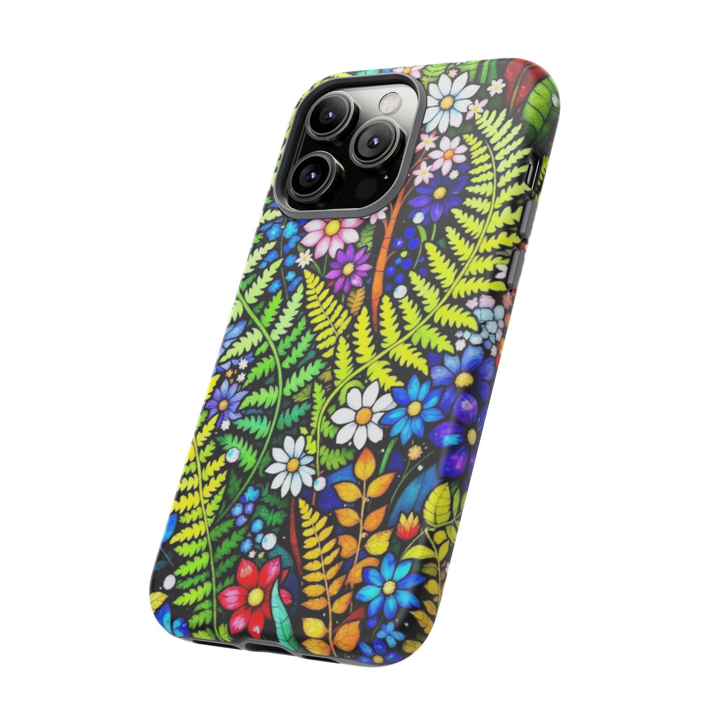 iPhone Floral Phone Case, Fern, Flowers, Vibrant Tough Case, Protective Cover for iPhone, iPhone 16 15 14 13 12 11 pro max, iPhone Accessory