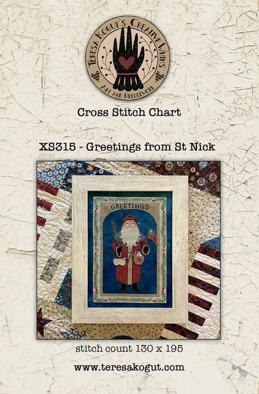 Teresa Kogut - Greetings From St. Nick, Cross Stitch Chart, Pattern Only