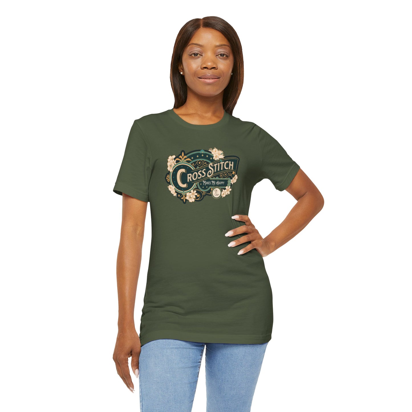 Cross Stitch Makes Me Happy, Unisex, T-Shirt
