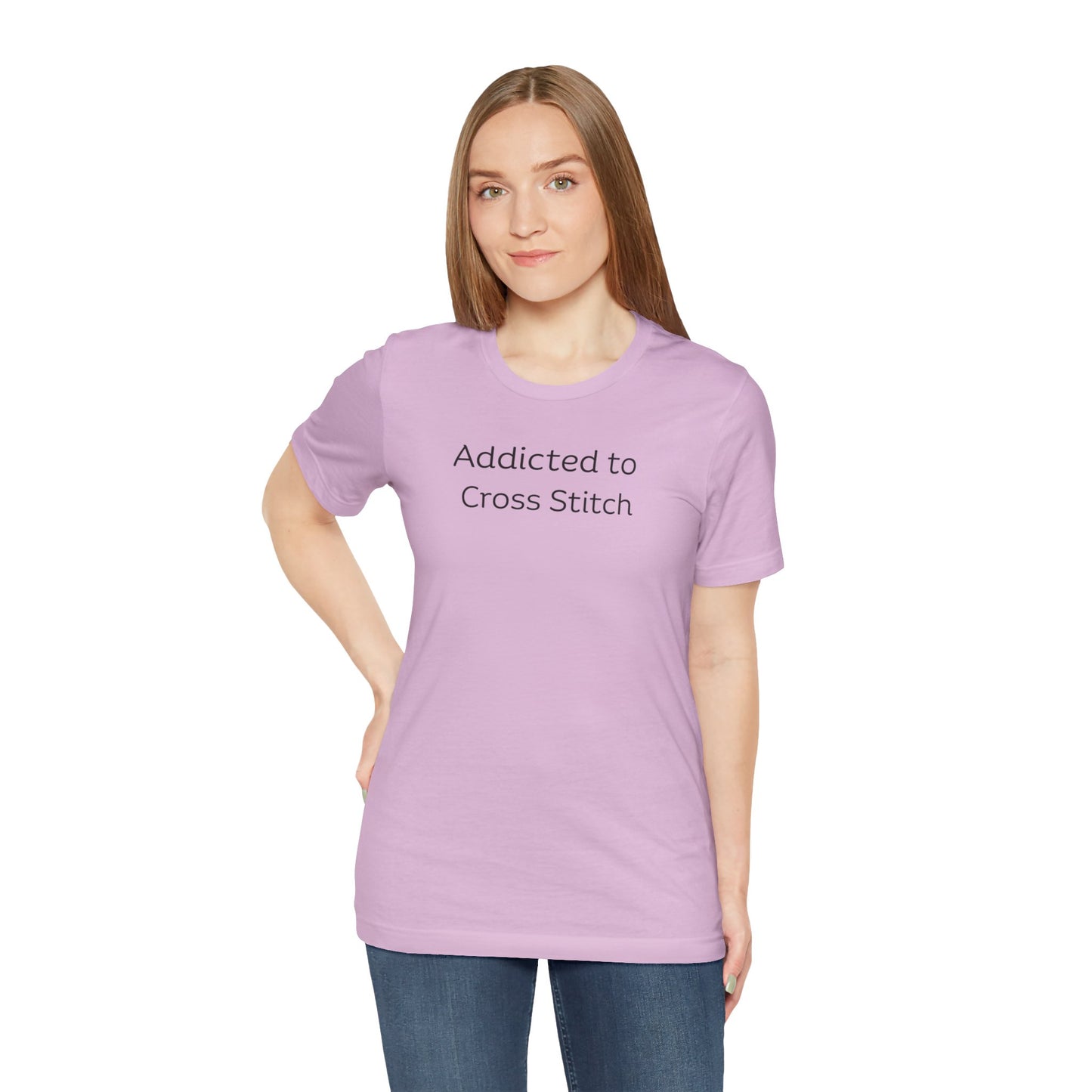 Addicted to Cross Stitch T-Shirt | Unisex Jersey Tee for Crafters, Stitching shirt, Cross Stitch Lovers