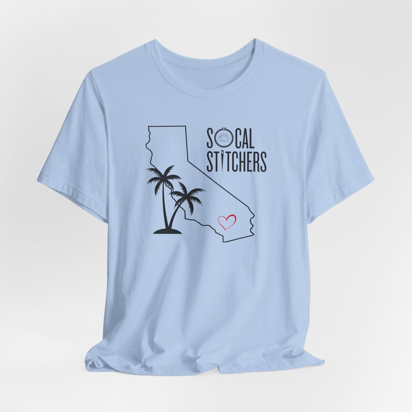 So Cal Stitchers, Black Font, Unisex Jersey Short Sleeve Tee