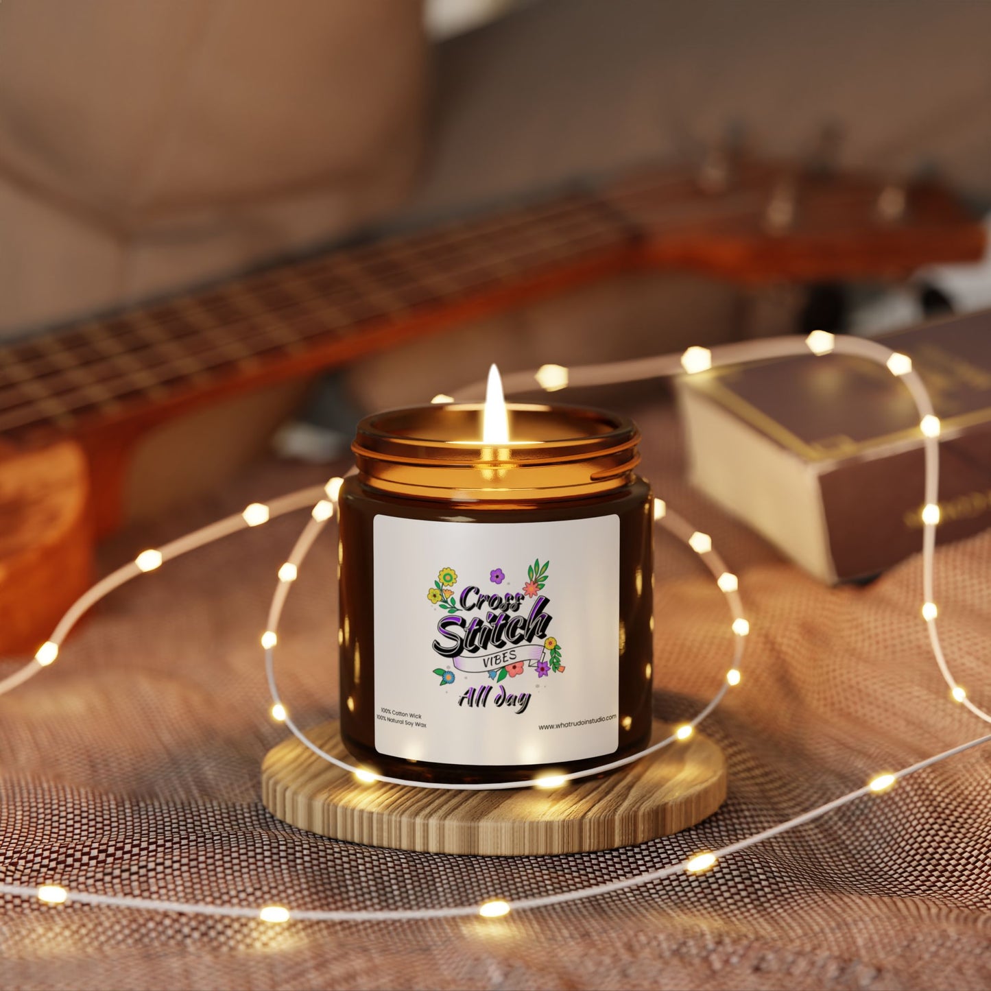 Cross Stitch Vibes All Day Scented or Unscented Soy Candle, Cross Stitch Candle, Stitchy Candle Gift