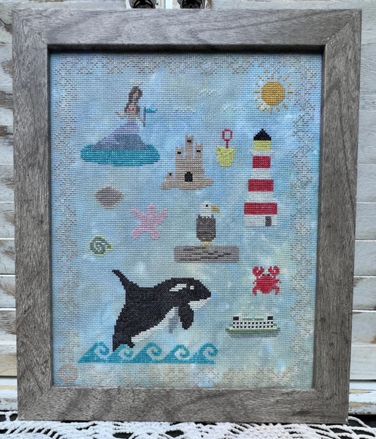 SamBrie Stitches Designs Beach Sampler Cross Stitch Chart, Cross Stitch Pattern, Pattern Only