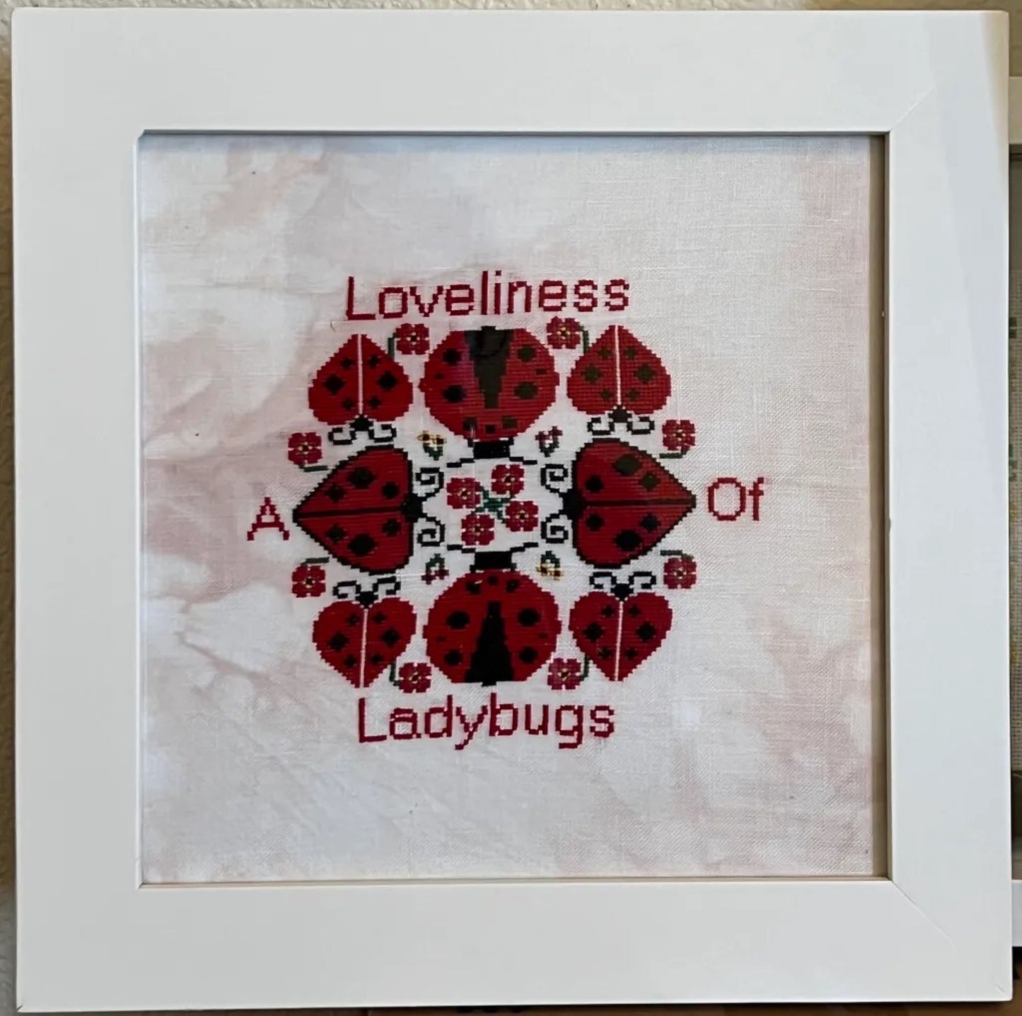 Salty Stitcher Designs, A Loveliness of Ladybugs, Cross Stitch Pattern, Ladybug, Flowers, Pattern Only