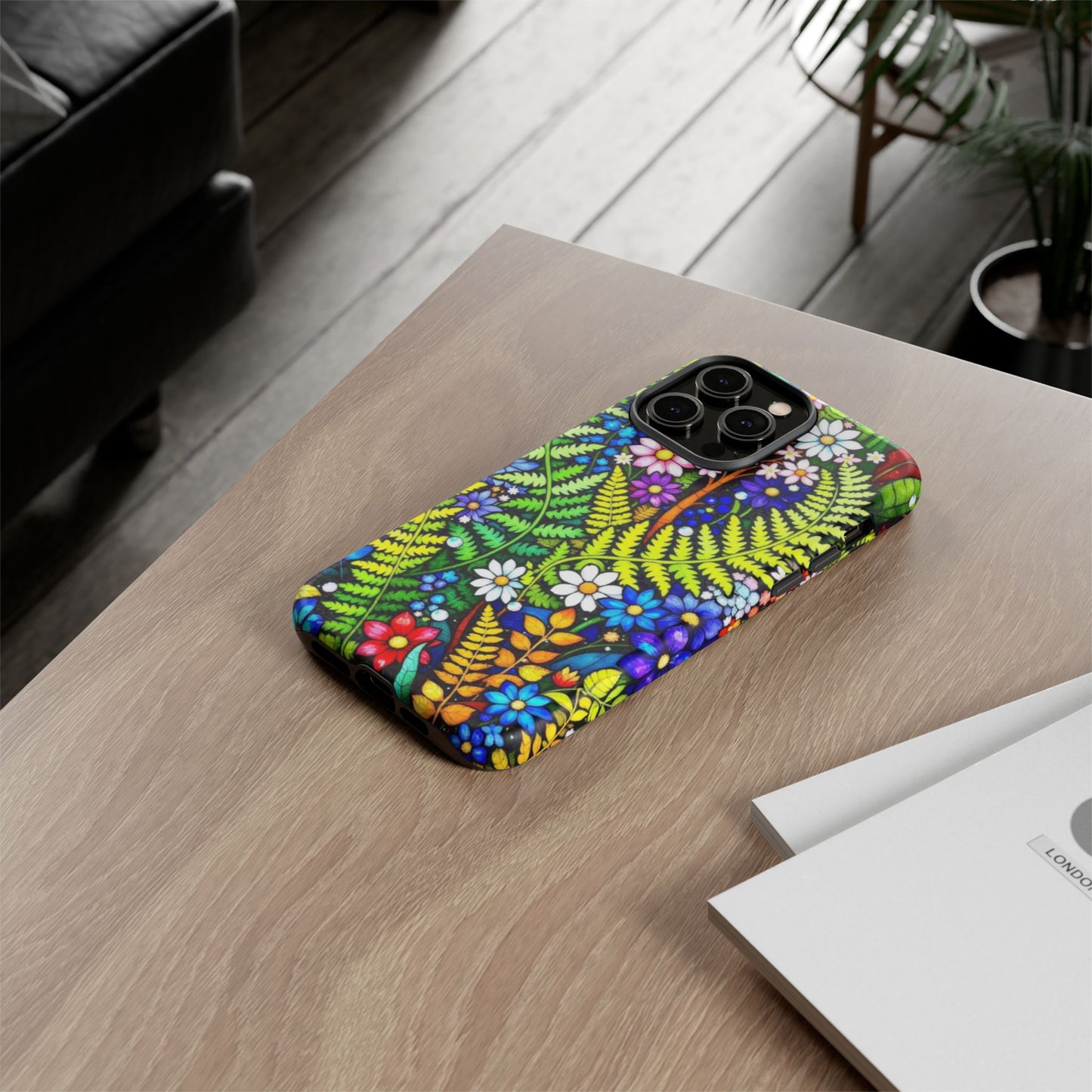 iPhone Floral Phone Case, Fern, Flowers, Vibrant Tough Case, Protective Cover for iPhone, iPhone 16 15 14 13 12 11 pro max, iPhone Accessory