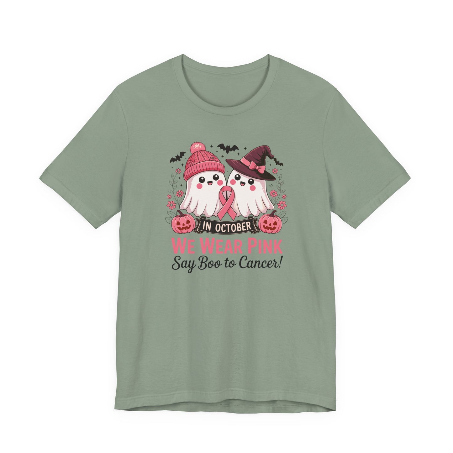 Breast Cancer Awareness Tee - In October We Wear Pink, Support T-Shirt, Halloween Themed Breast Cancer Awareness Tee, Boo to Cancer