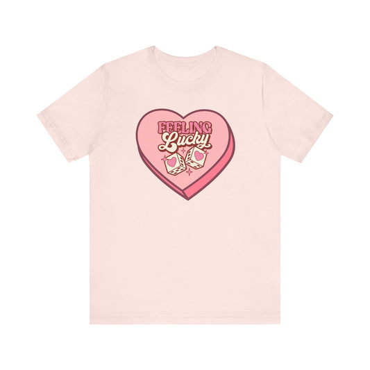 Feeling Lucky, Lucky, Retro, Pink, Valentines, T-Shirt, Unisex