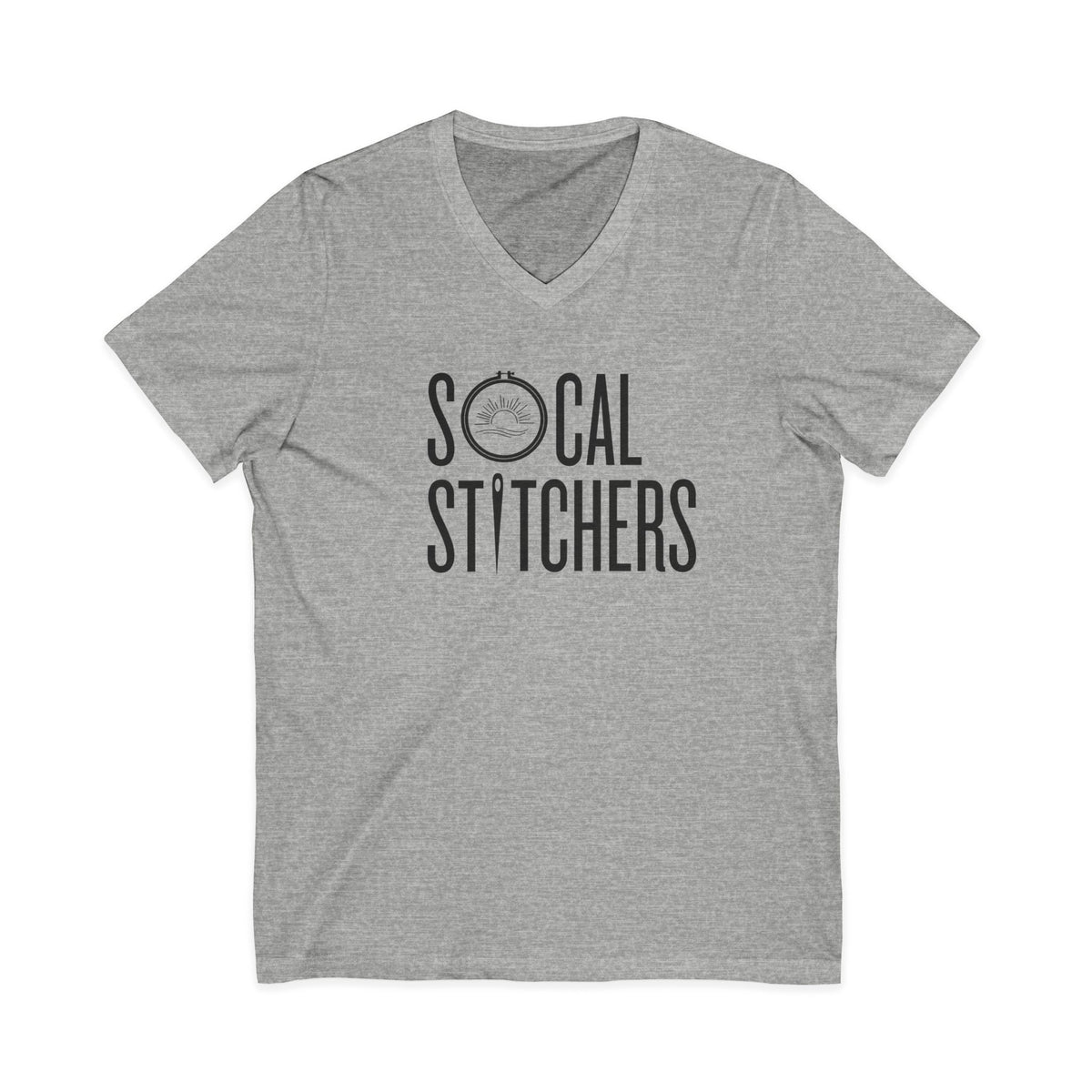 So Cal Stitchers Unisex Short Sleeve V-Neck Tee - Black Font