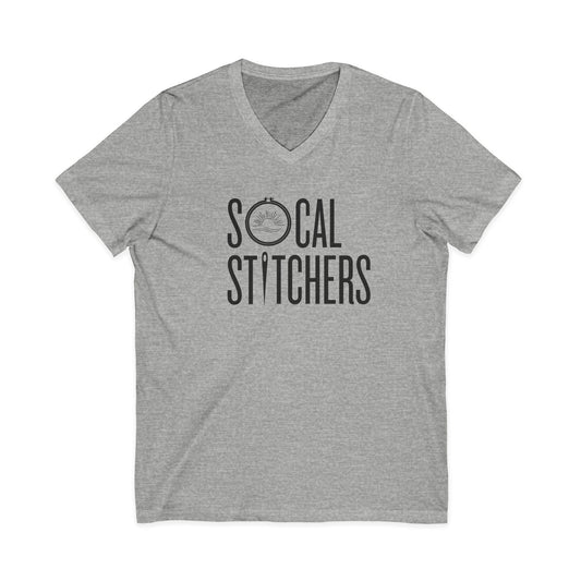 So Cal Stitchers Unisex Short Sleeve V-Neck Tee - Black Font