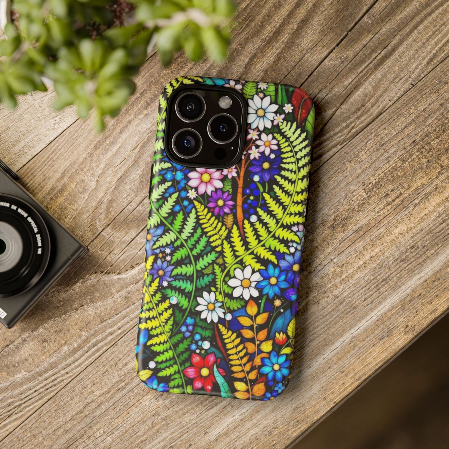 iPhone Floral Phone Case, Fern, Flowers, Vibrant Tough Case, Protective Cover for iPhone, iPhone 16 15 14 13 12 11 pro max, iPhone Accessory