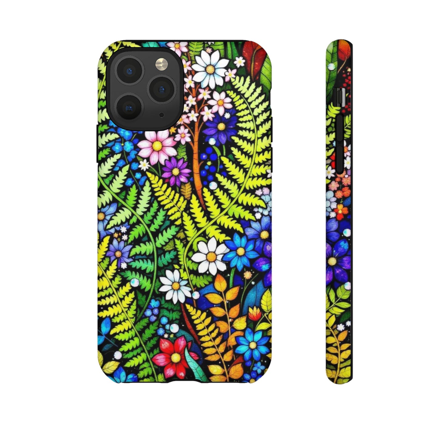 iPhone Floral Phone Case, Fern, Flowers, Vibrant Tough Case, Protective Cover for iPhone, iPhone 16 15 14 13 12 11 pro max, iPhone Accessory