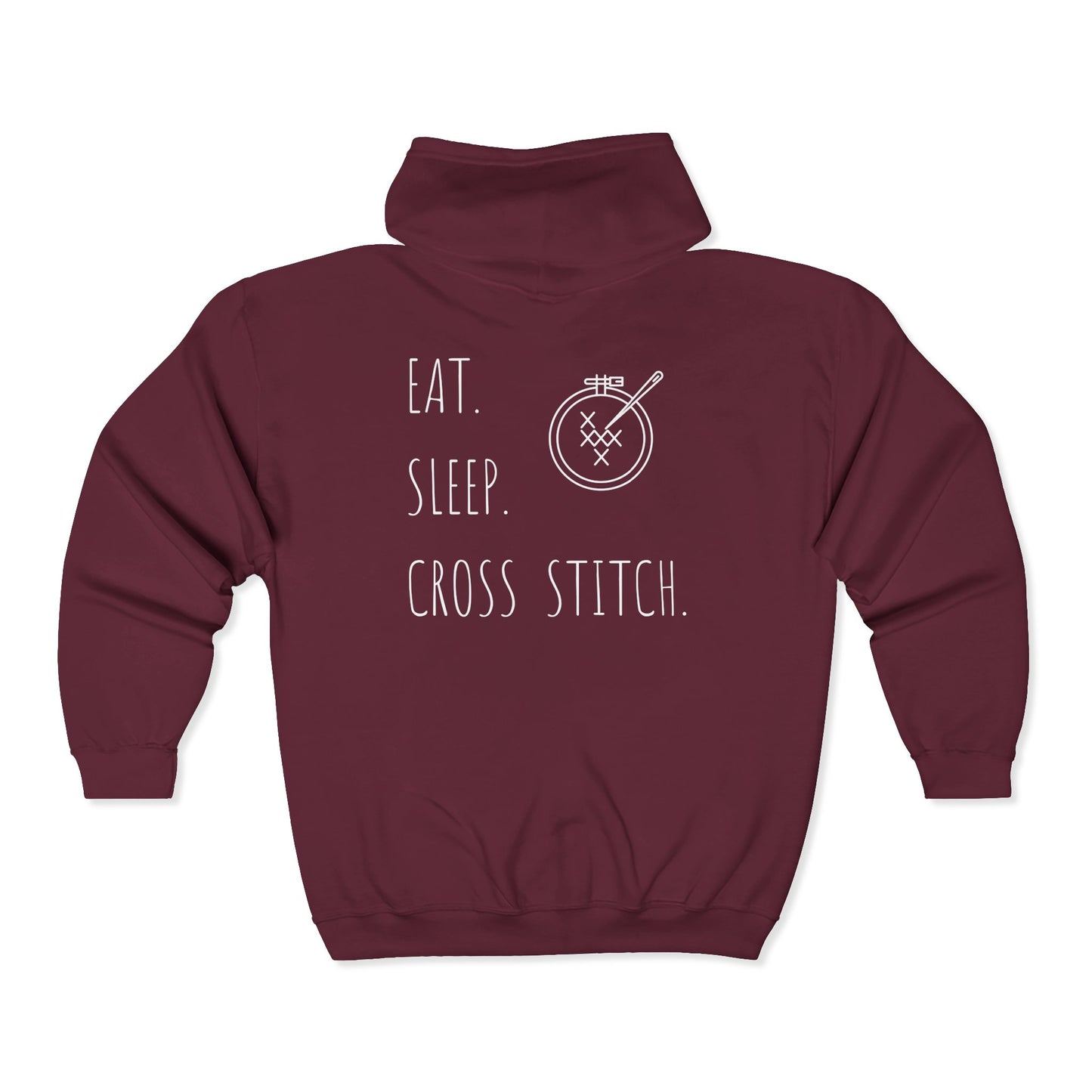 Eat. Sleep. Cross Stitch - Zip Hoodie, Heavyweight Hoodie