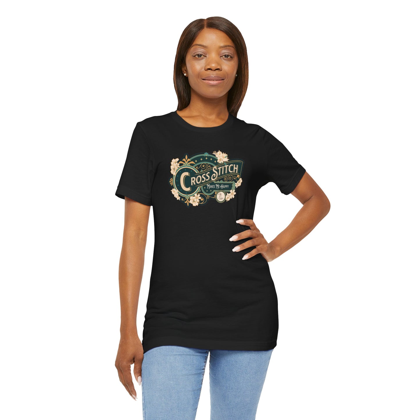 Cross Stitch Makes Me Happy, Unisex, T-Shirt