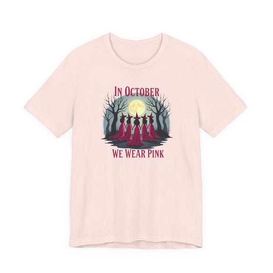 Breast Cancer Awareness Tee - In October We Wear Pink, Support T-Shirt, Halloween Themed Breast Cancer Awareness Tee