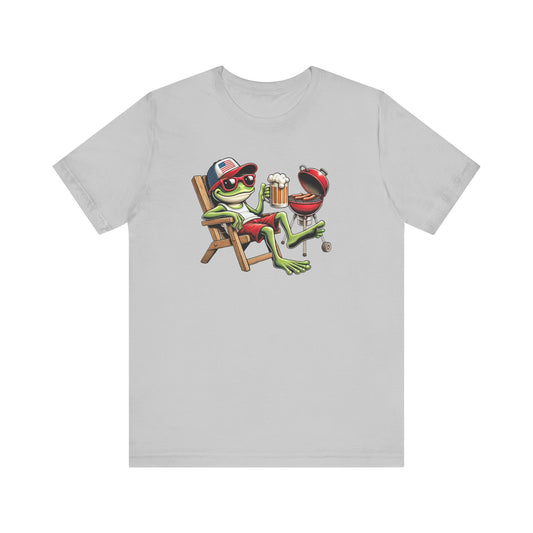 Chillin' Frog Tee - Fun Unisex Jersey Short Sleeve T-Shirt, Summer Vibes, Party Frog, Frog Lovers T-Shirt, Patriotic
