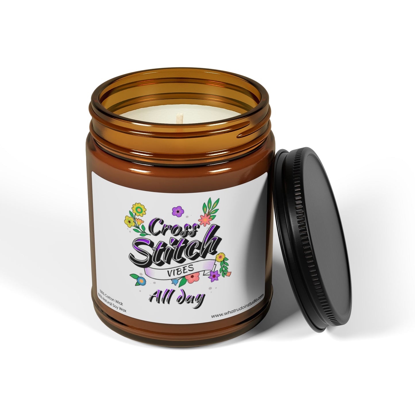 Cross Stitch Vibes All Day Scented or Unscented Soy Candle, Cross Stitch Candle, Stitchy Candle Gift