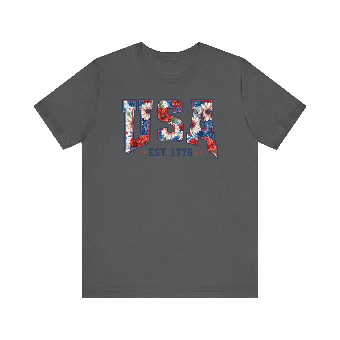 USA Est. 1776 T-Shirt, 4th of July, Patriotic Floral T-Shirt, Flowers USA Shirt