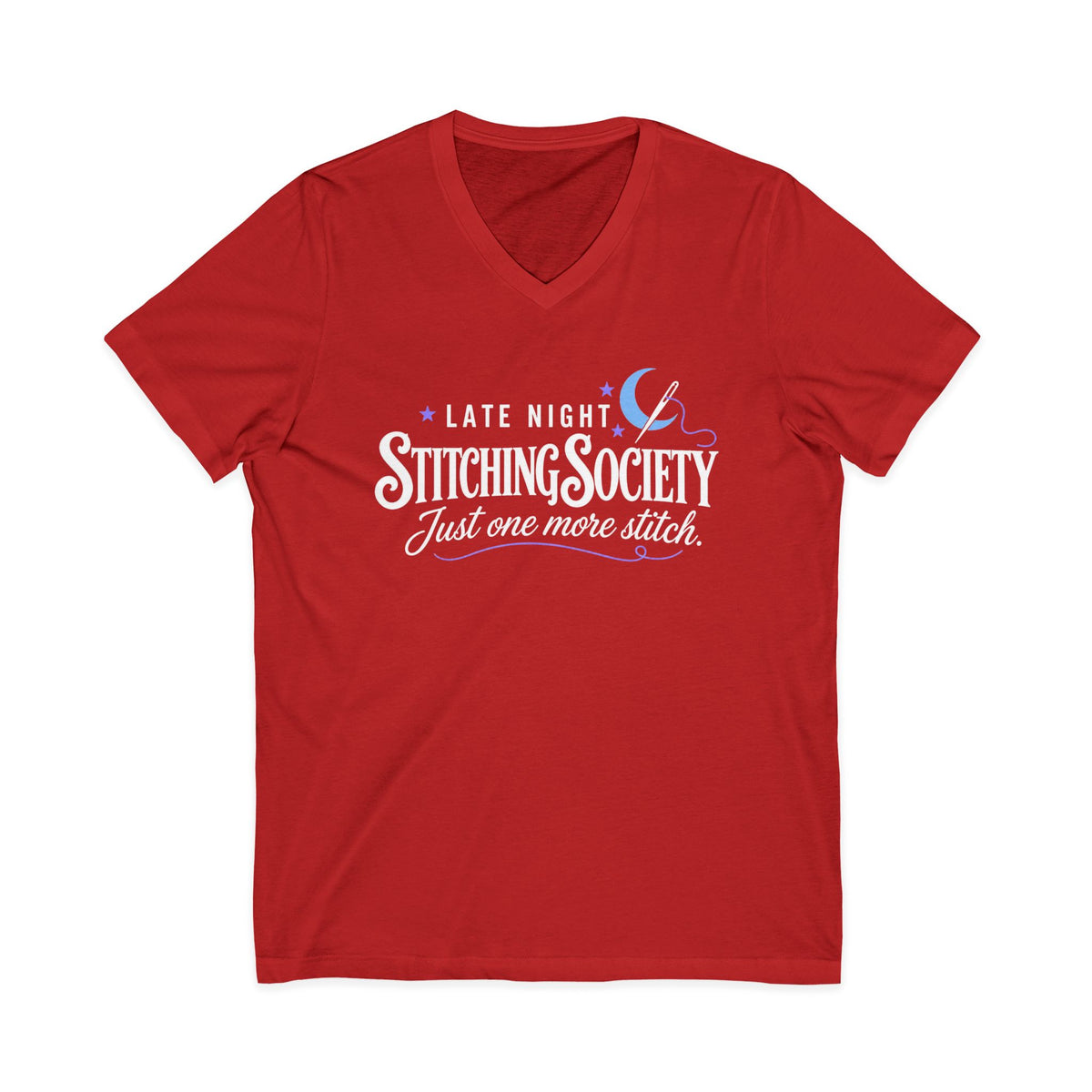 Stitching Society, Moon and Stars T-Shirt, V-Neck, White Font