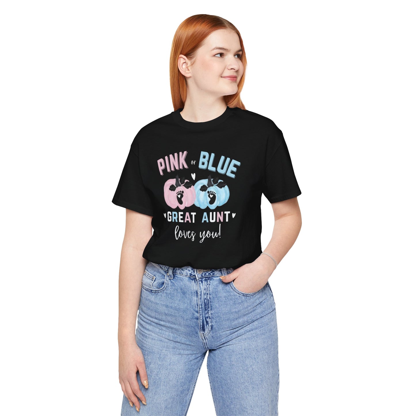 Great Aunt Pink Blue Love Tee, Unisex T-Shirt, Great Aunt Gift, Baby Gender Reveal, Cute Aunt Shirt